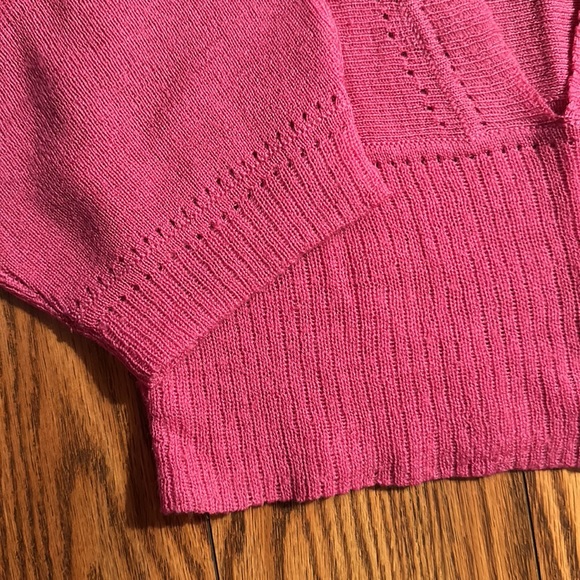 Susana Monaco 100% Wool Sweater Pink Pullover Crop Medium - Picture 3 of 4